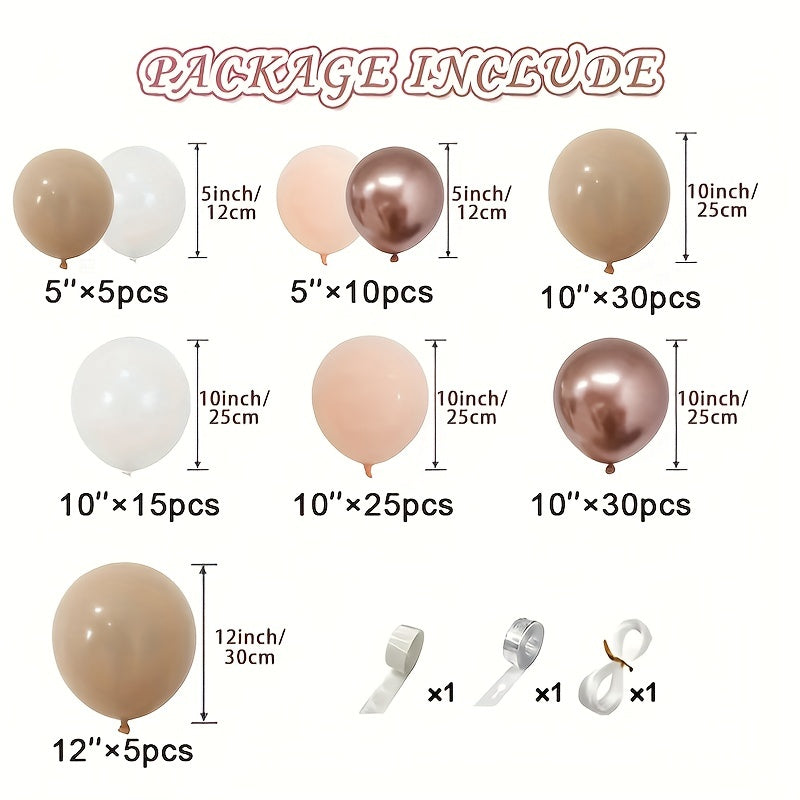 120pcs Brown Balloon Nude Rose Golden Double Filled Skin Tone Balloon