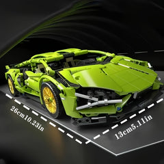Creative Green Sports Car Building Block Model - DIY Fun Gift