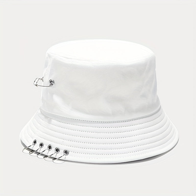 Hip Hop Couple Bucket Hat Unisex Ring Decor Sunscreen Basin Hat