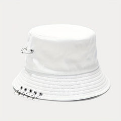 Hip Hop Couple Bucket Hat Unisex Ring Decor Sunscreen Basin Hat