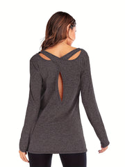 Criss Cross Back Long Sleeve Yoga Shirt Lightweight Quick Dry