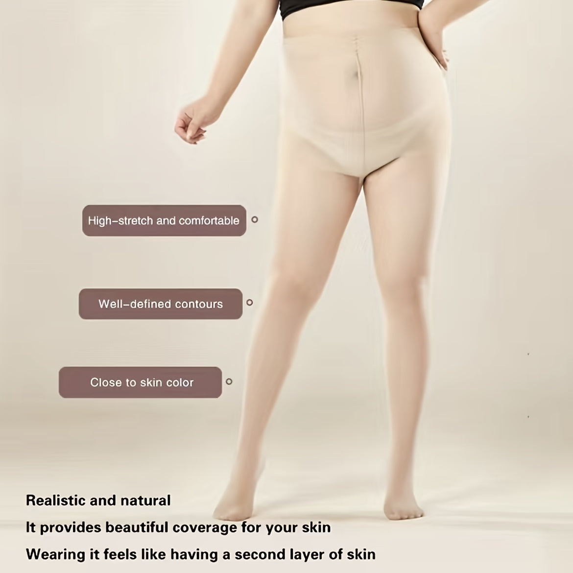 2 Pairs Plus Size Casual Stockings Set Women's Plus Control Top