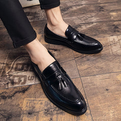 Men's Pointed Toe Tassel Loafer Shoes Slip On Dress Shoes
