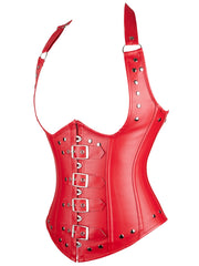  Punk Shapewear PU Leather Halter Underbust Corset