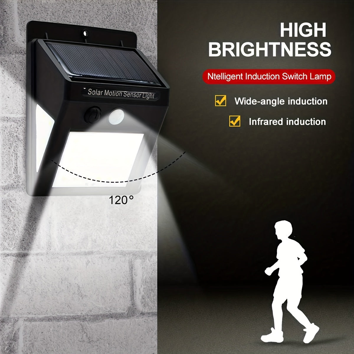 4pcs Solar Wall Lights Outdoor Waterproof Induction Path Lighting
