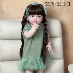 22in Lifelike Reborn Baby Doll w/ Realistic Brown Hair