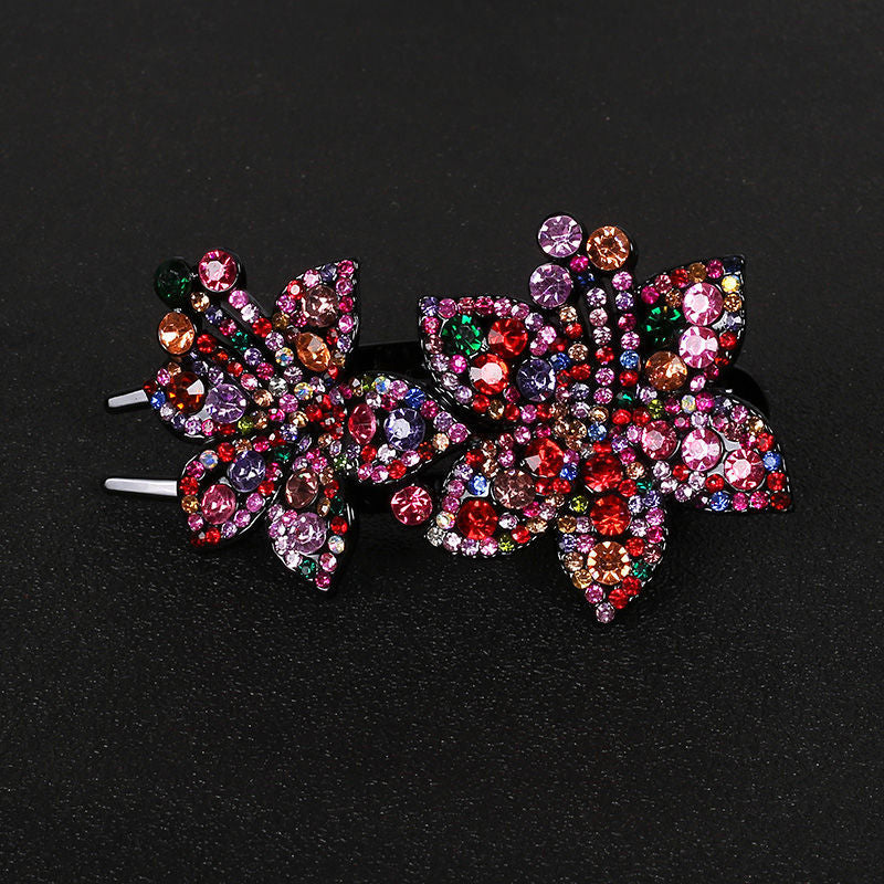 Colorful Rhinestone Flower Hair Claw Clip Retro Non Slip Strong Hold