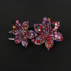 Colorful Rhinestone Flower Hair Claw Clip Retro Non Slip Strong Hold