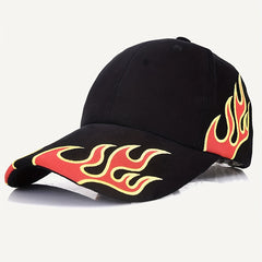 Mesh Flame Embroidered Baseball Cap for Couples