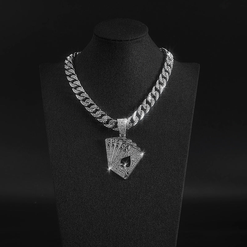 Poker Pendant Cuban Link Necklace