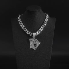 Poker Pendant Cuban Link Necklace
