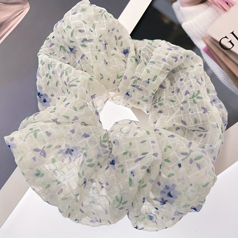 Floral Scrunchies Hair Tie Ponytail Holder Hair Accessory