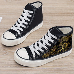 Girls' High Top Golden Pattern Skate Shoes Warm Plush Lining