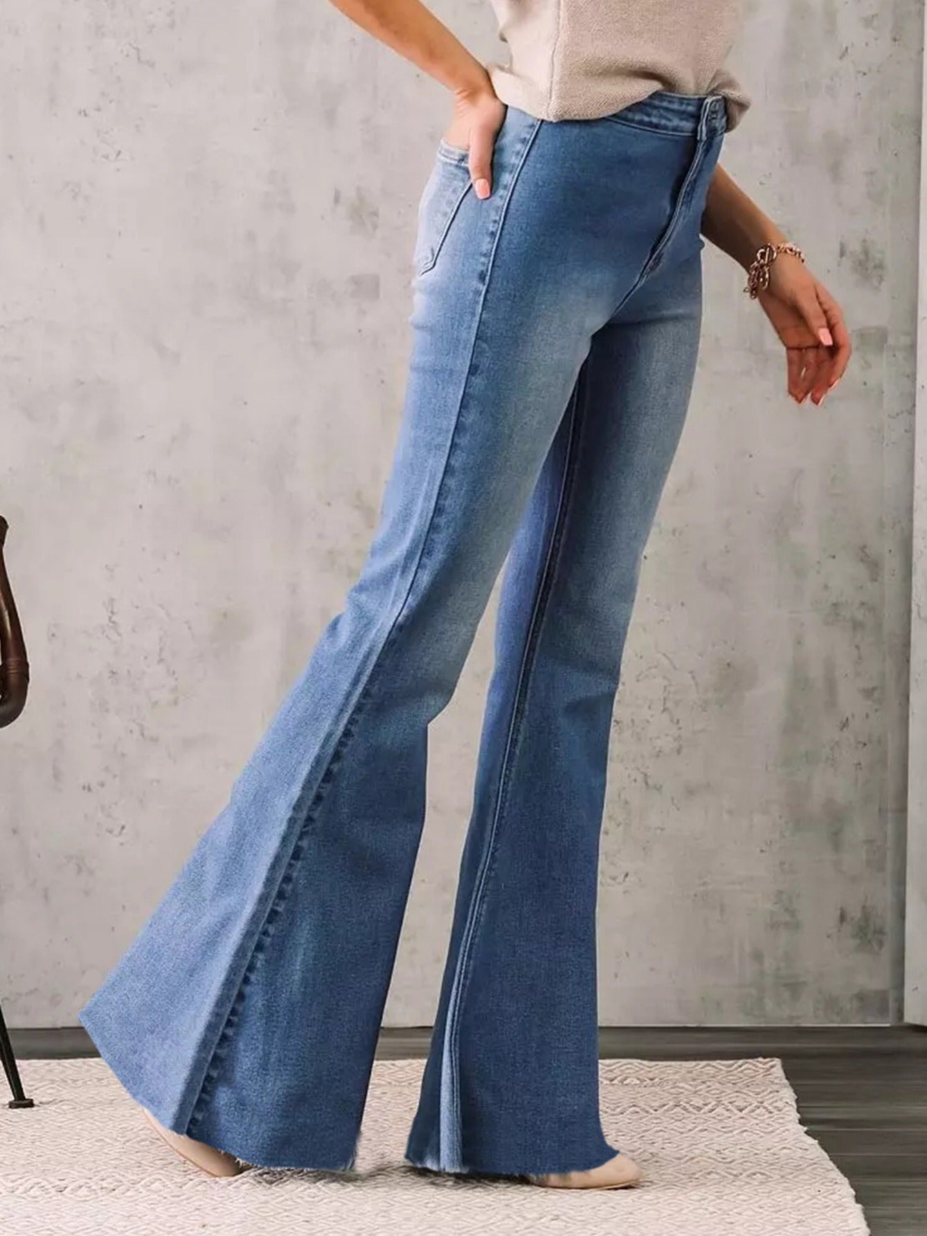 High Waist Wide Leg Denim Pants Flared Jeans