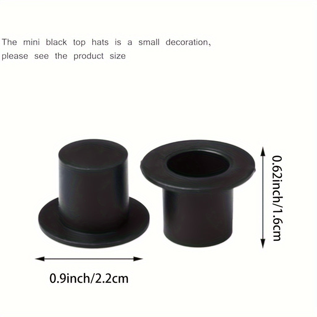 50 Pack Mini Top Hats Plastic for DIY Crafts No Plating or Mosaic Material