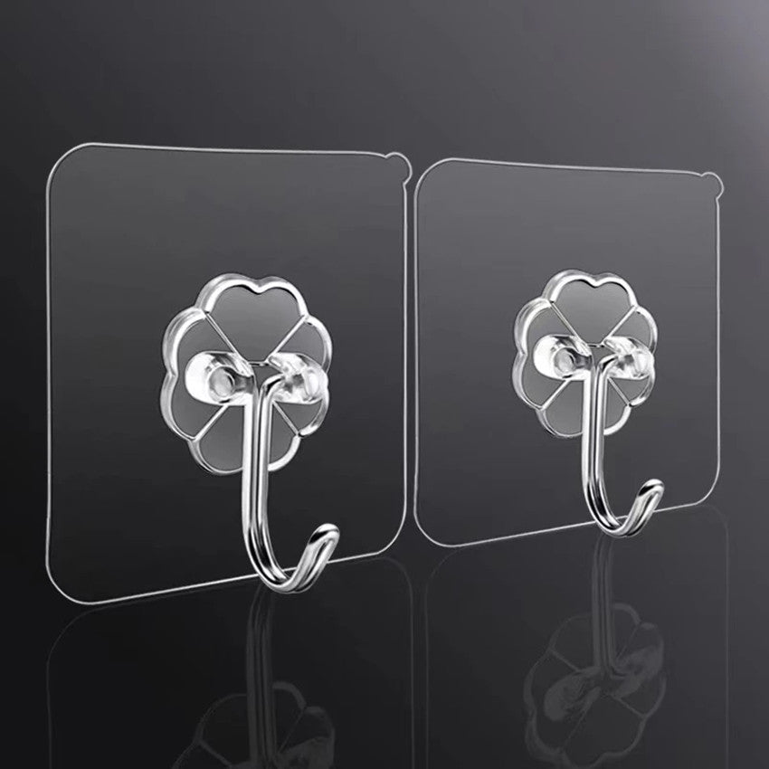 10pcs Plastic Clear Sticky Hooks Adhesive Wall Hook No Trace No Punching Sticker