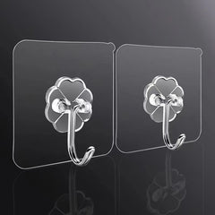 10pcs Plastic Clear Sticky Hooks Adhesive Wall Hook No Trace No Punching Sticker