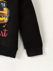 Kids Excavator Thermal Sweatshirt A LITTLE DIRT NEVER HURT Print