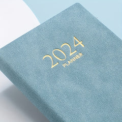 English Calendar Book Faux Leather Monthly Index Notebook Daily Plan