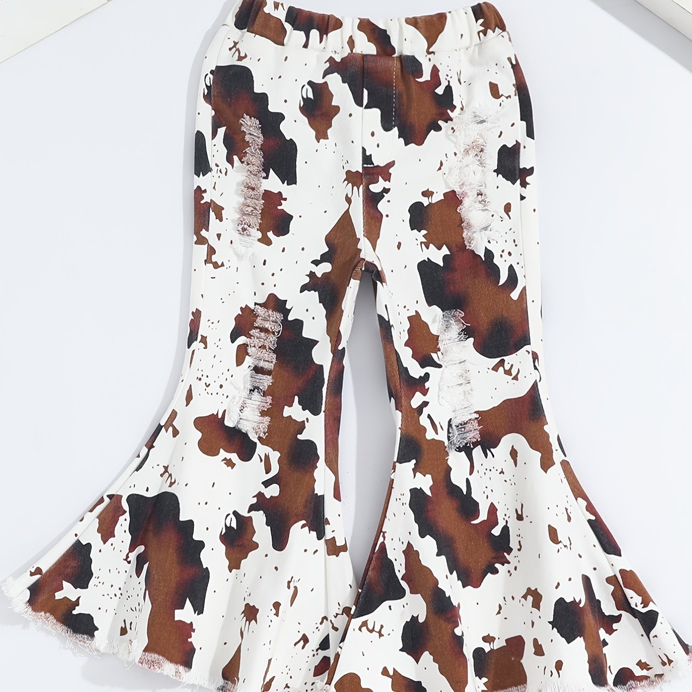 Girls Graffiti Print Flared Jeans Elastic Waist Clothes