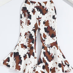 Girls Graffiti Print Flared Jeans Elastic Waist Clothes