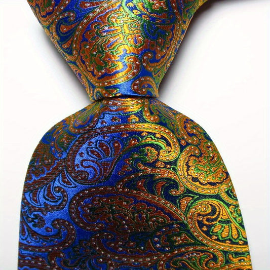 Men's Paisley Necktie Classic Golden Tie Business Wedding