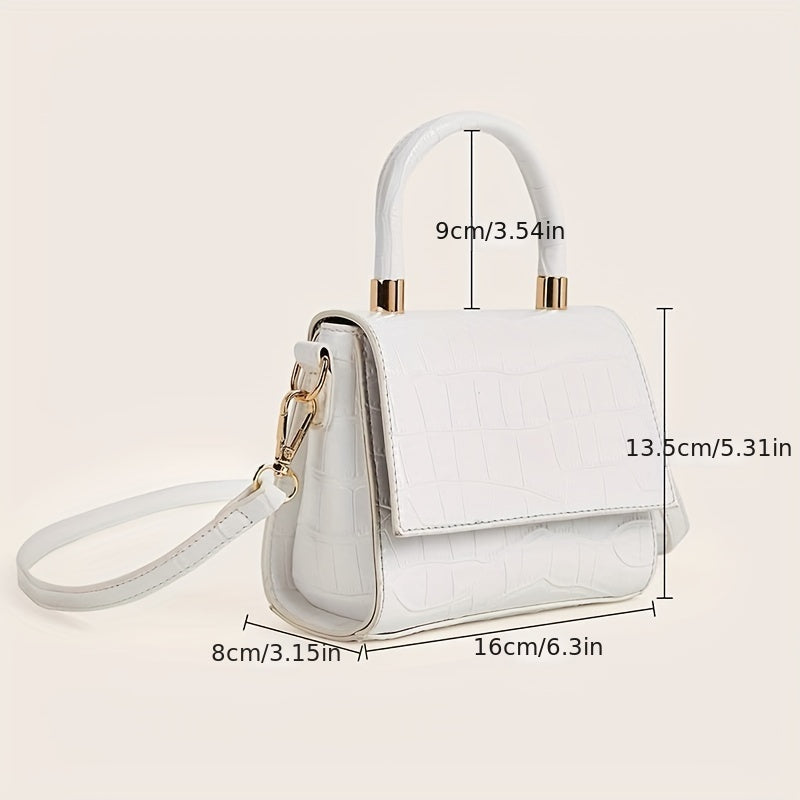 Crocodile Embossed Crossbody Bag Women's Flap Purses