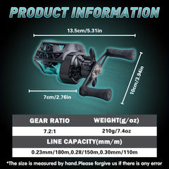 18+1 Ball Bearing 7.2:1 Green Baitcasting Reel Left/Right Hand Fishing Reel