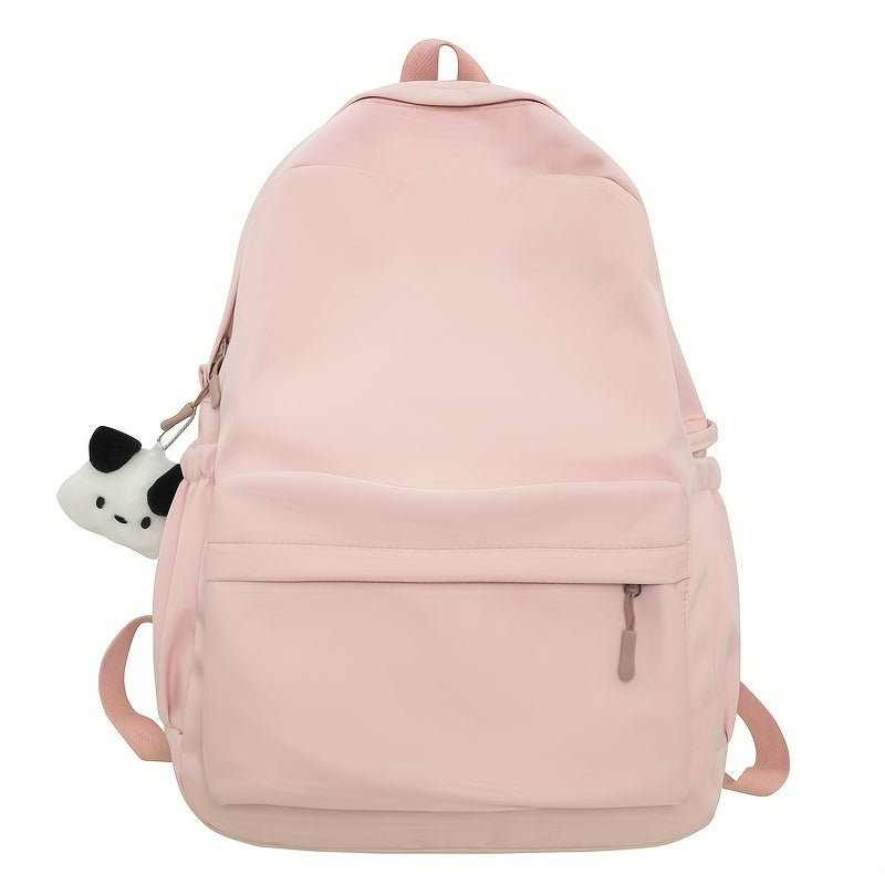 Solid Nylon Backpack for High School Students - Casual Travel Bag