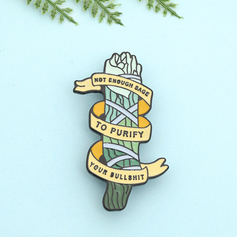 Seaweed Charm Brooch Enamel Safety Pin Punk Style Clothing Bag Accessory