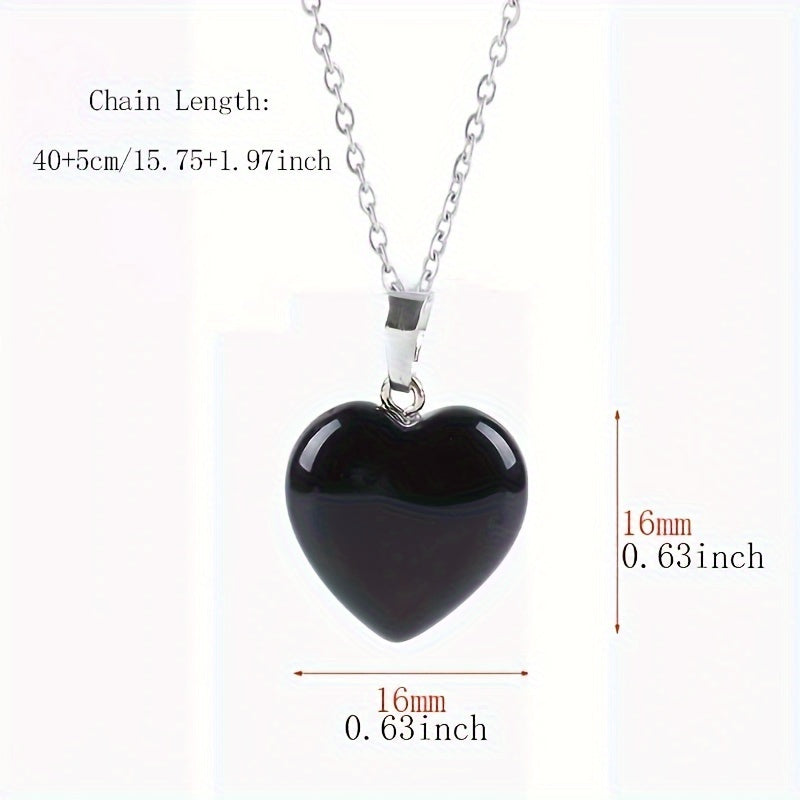 Heart Shape Natural Stone Reiki Chakra Stone Pendant Necklace