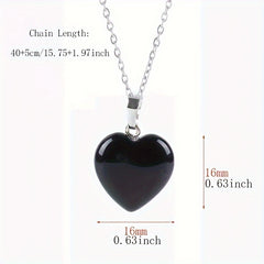 Heart Shape Natural Stone Reiki Chakra Stone Pendant Necklace