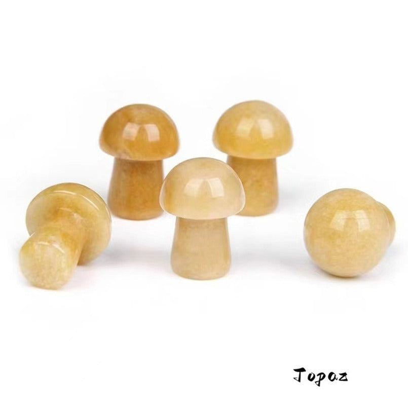 Hand Carved Mushroom Crystal Gemstone DIY Jewelry Gift