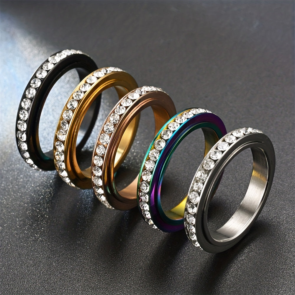 Men's Faux Diamond Ring - Stylish Silver Tone Band