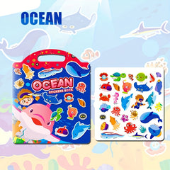 Waterproof Reusable Sticker Book for Kids - Dinosaur Animals Space Vehicles Ocea