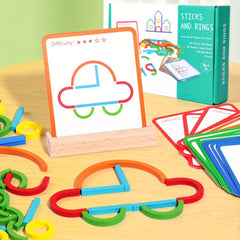 Wooden Geometric Jigsaw Puzzle Building Blocks Toy Set