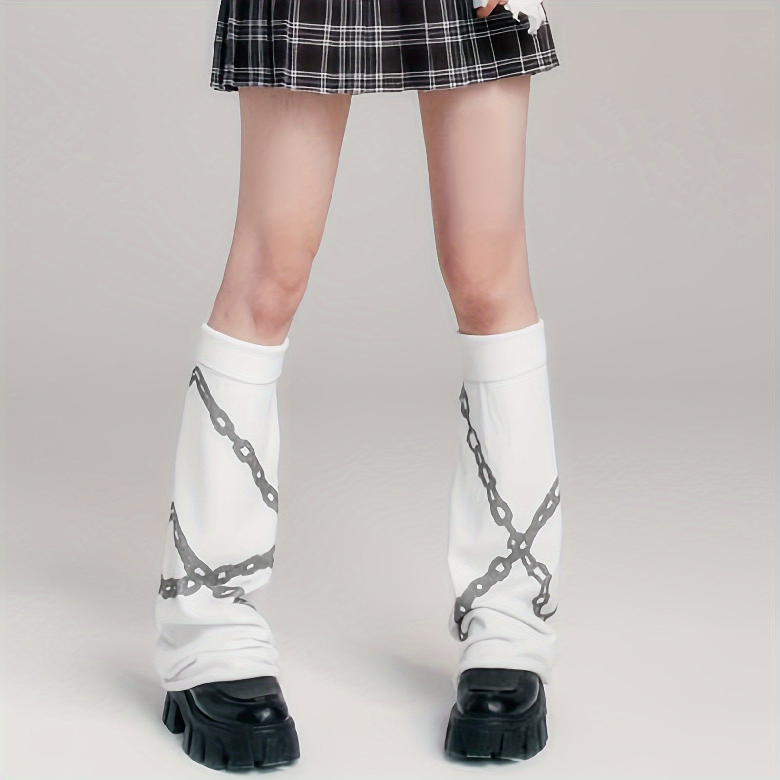 Chain Print Leg Warmers Comfy All Match Socks