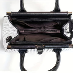 Metallic Woven Tote Bag Set with Clutch Purse for Women