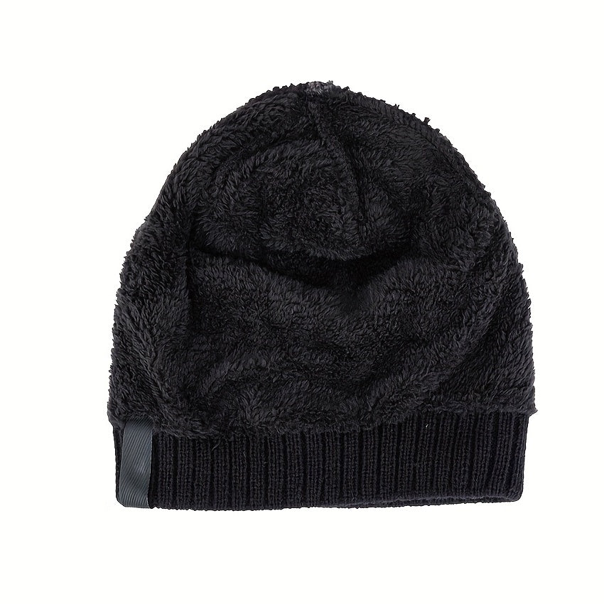 Yellow Leaf Winter Knitted Beanie Hat Plus Velvet Warm Outdoor Short Hat