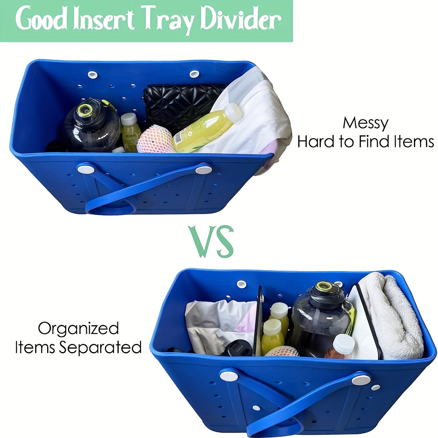 Rubber Divider Tray for Beach Bag - Waterproof Tote Bag Insert