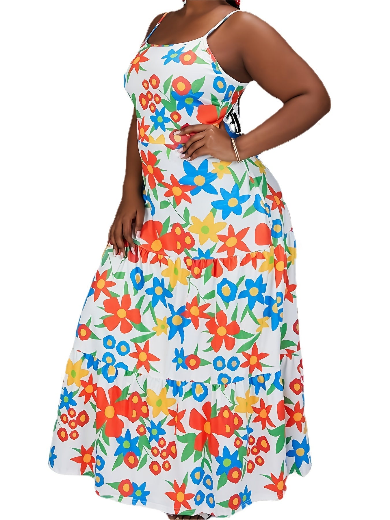  Retro Floral Print Maxi Dress