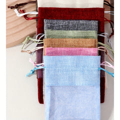 12pcs Makeup Storage Jute Bag Drawstring Gift Bag Linen Bundle Pocket