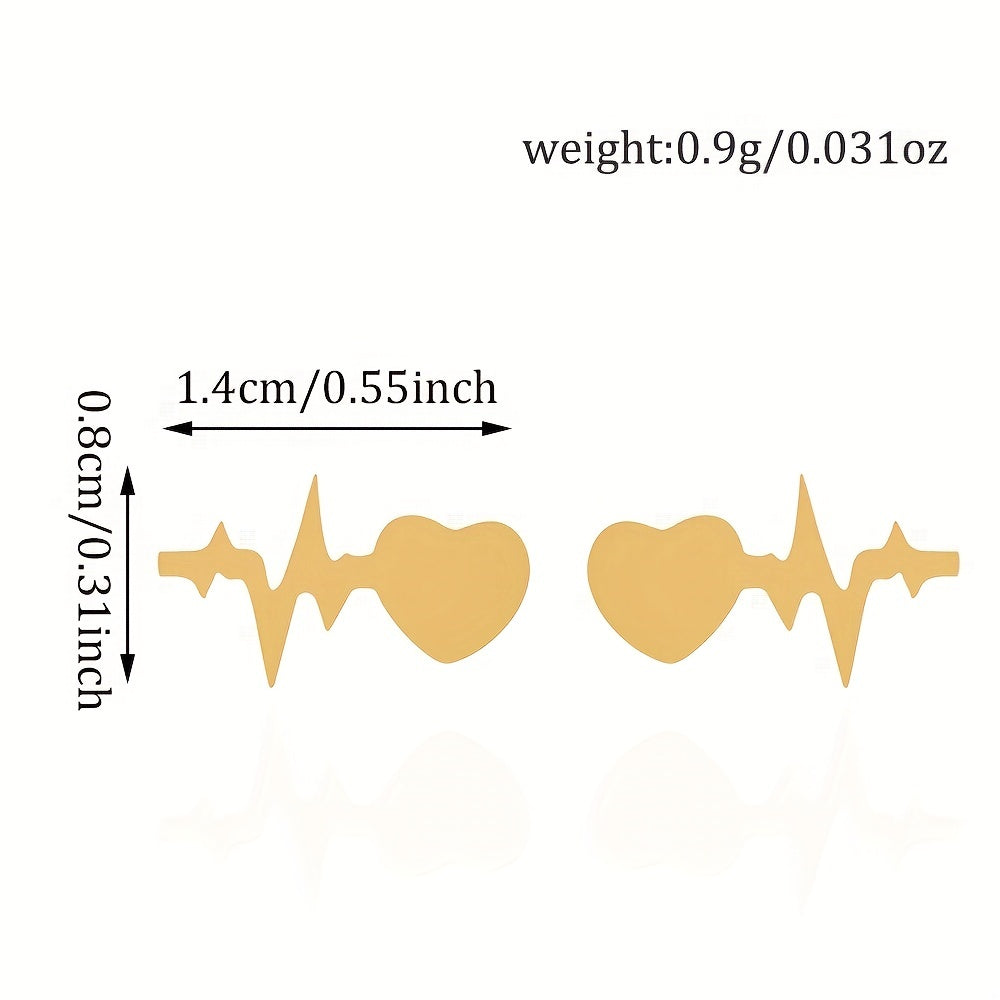 Heartbeat Steel Earrings 3 Colors 18k Plated Stud Women's Jewelry