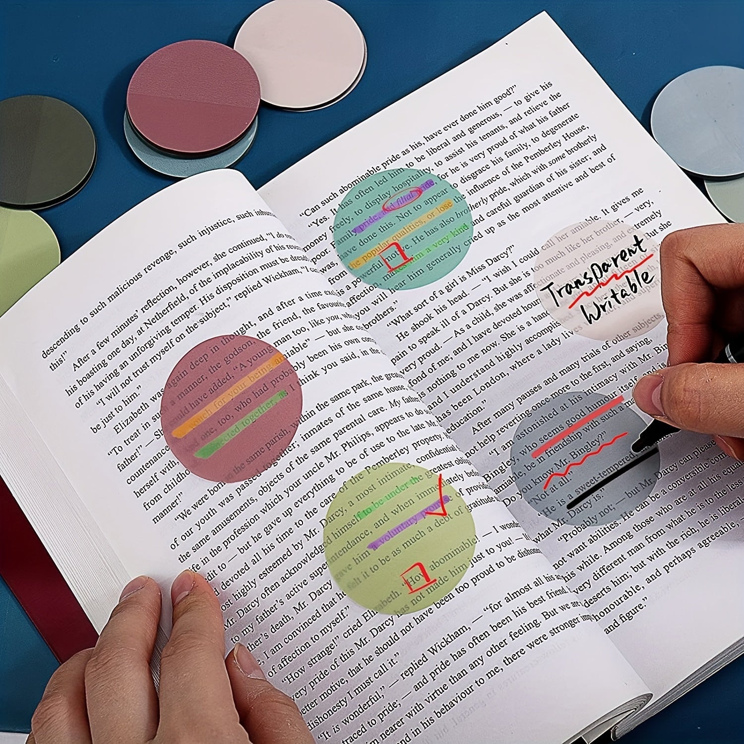 400pcs Morandi Round Clear Sticky Notes for Office School Study Supplies