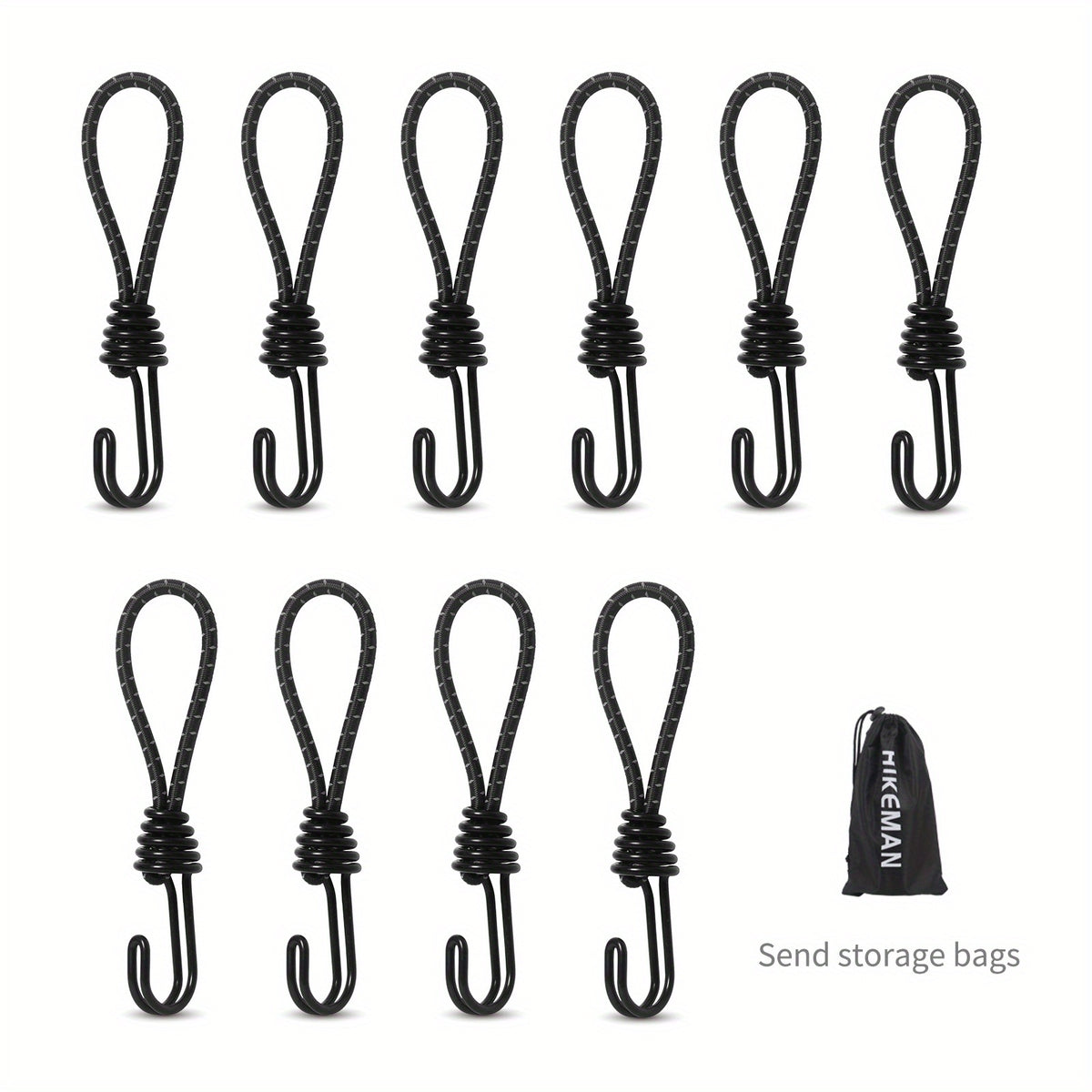 10pcs Heavy Duty Bungee Cord with Hooks for Tarps Tents Trucks Boats