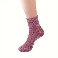 5 Pairs Women's Mid Tube Crew Socks Warm & Comfortable Stockings