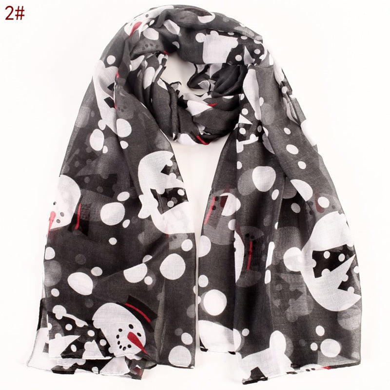 Christmas Snowflake Snowman Scarf Lightweight Shawl