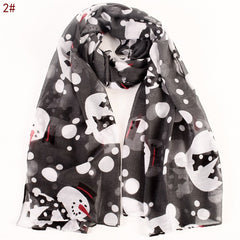 Christmas Snowflake Snowman Scarf Lightweight Shawl