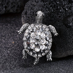 Hip Hop Green Turtle Animal Brooch Full Rhinestone