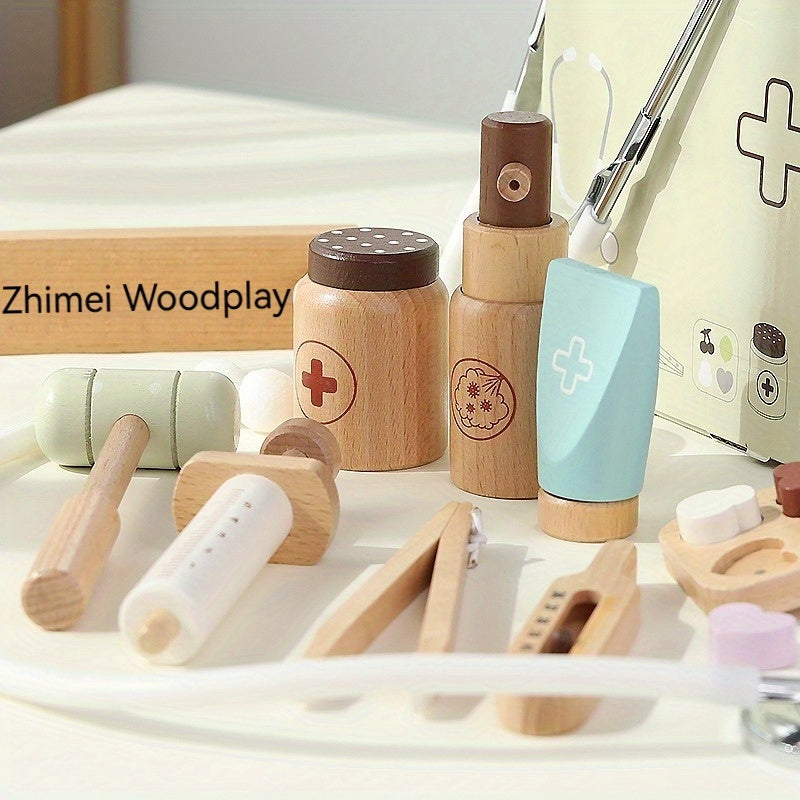 Wooden Playset Medical Kit Doctor Role Play Learning Gift